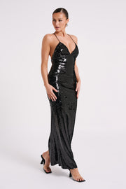 Gracie Sequin Maxi Dress - Black
