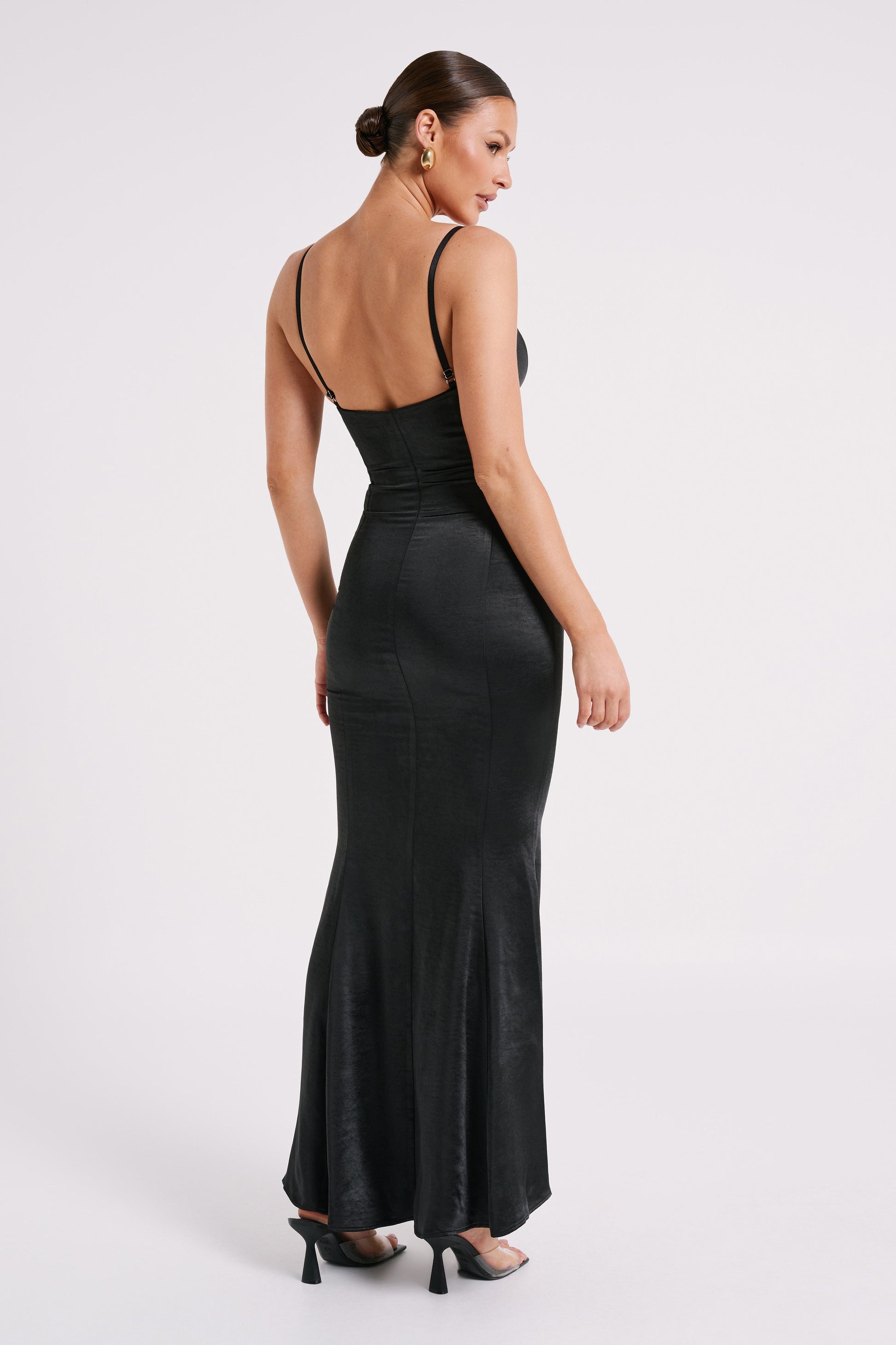 Katya Cupped Satin Maxi Dress - Black #3