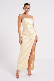 Aminah Draped Strapless Maxi Dress - Butter