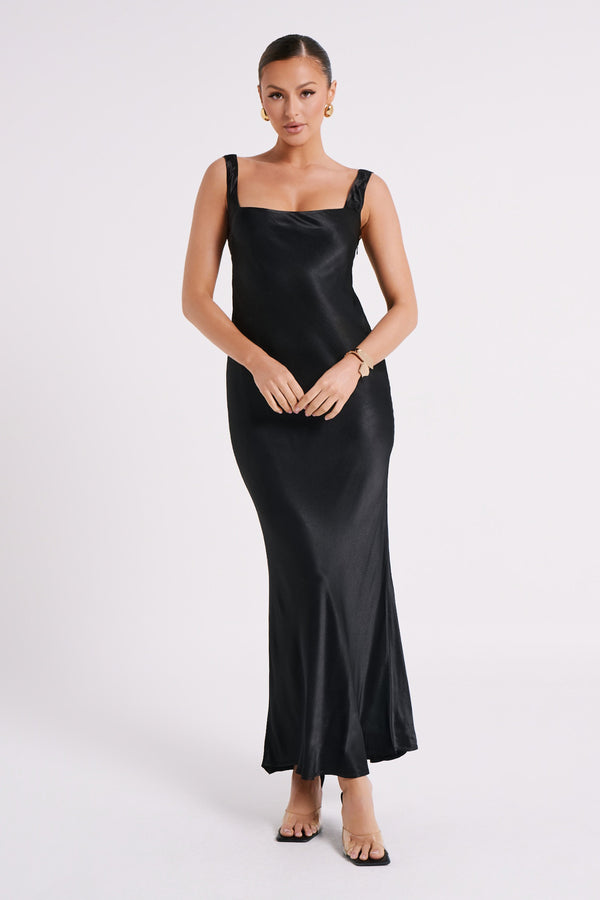 Ensley Satin Maxi Dress Black MESHKI