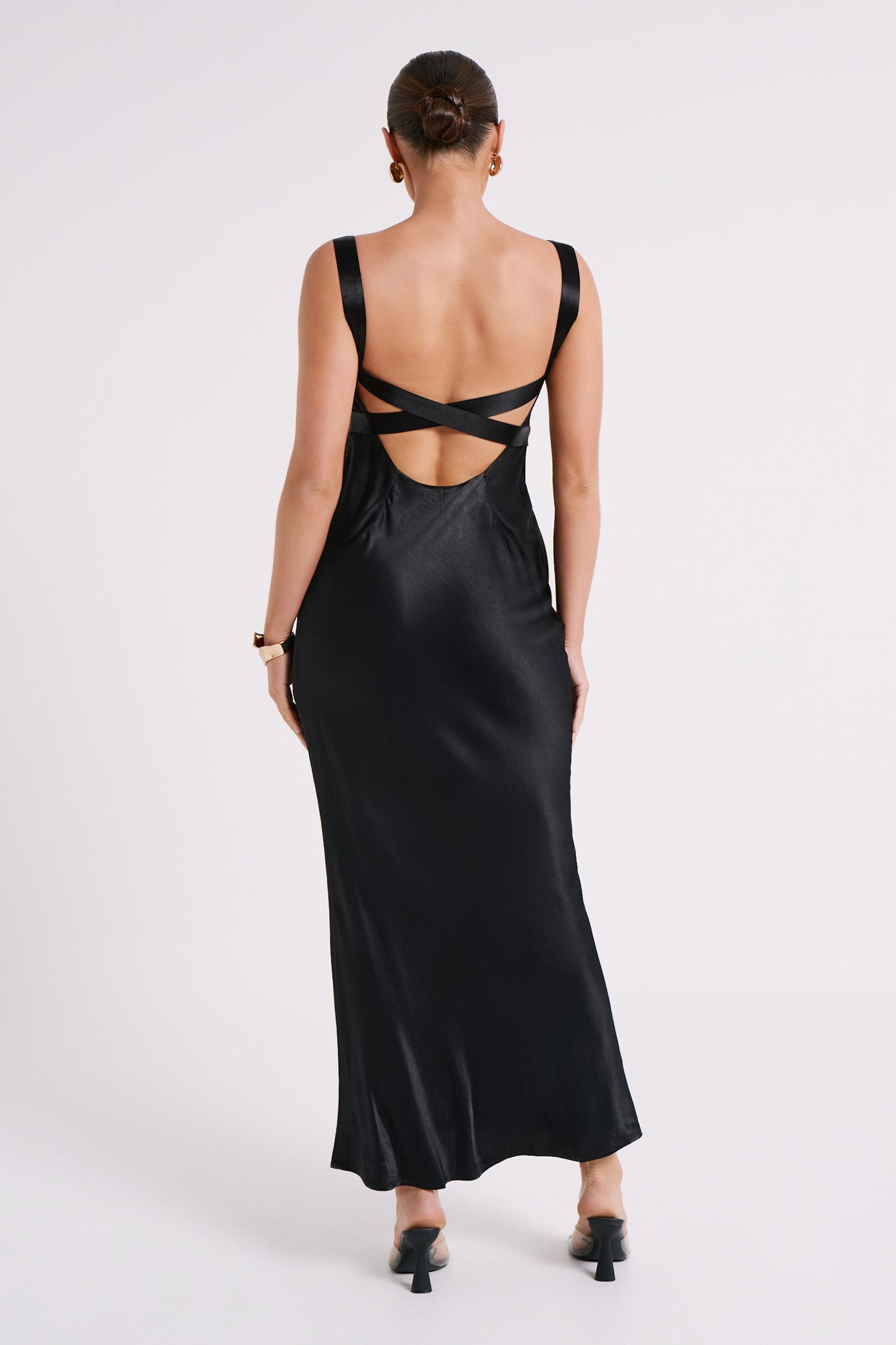 Ensley Satin Maxi Dress - Black #3