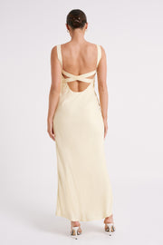 Ensley Satin Maxi Dress - Light Yellow