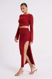 Anna Flare Sleeve Knit Dress - Wine