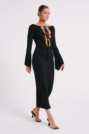 Brinley Long Sleeve Knit Maxi Dress - Black