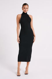 Connie Turtleneck Knit Midi Dress - Black