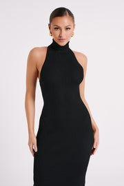 Connie Turtleneck Knit Midi Dress - Black