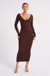 Nina Long Sleeve Knit Midi Dress - Olive