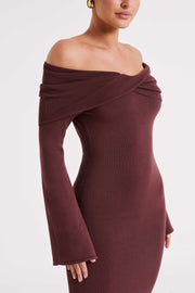 Kenny Long Sleeve Knit Dress - Chocolate