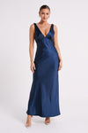 Nadia Maxi Satin Dress With Back Cowl - Gold