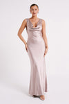 Angelique Satin Cowl Back Maxi Dress - Ivory