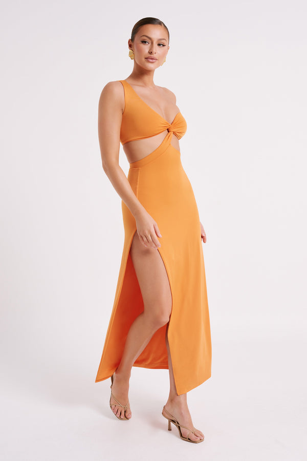 Solana One Shoulder Maxi Dress - Orange