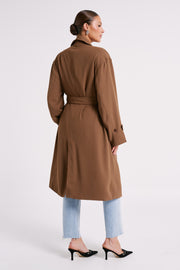 Keily Super Oversized Trench Coat - Chocolate