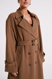 Keily Super Oversized Trench Coat - Chocolate