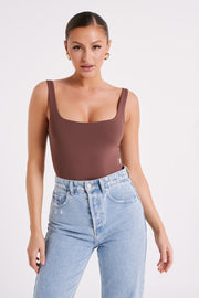 Charlie Recycled Nylon Scoop Neck Bodysuit - Mocha