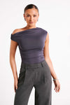 Alayna Recycled Nylon Ruched Top - Chocolate