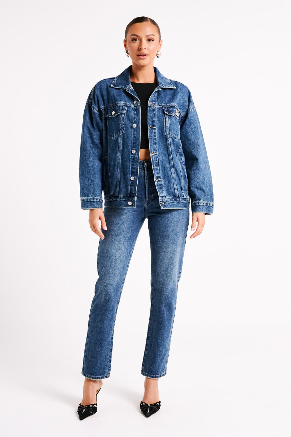 Sion Oversized Denim Jacket - Dark Blue