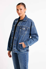 Sion Oversized Denim Jacket - Dark Blue