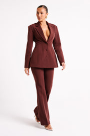 Greer Hourglass Suiting Blazer - Dark Chocolate