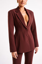 Greer Hourglass Suiting Blazer - Dark Chocolate