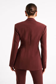 Greer Hourglass Suiting Blazer - Dark Chocolate