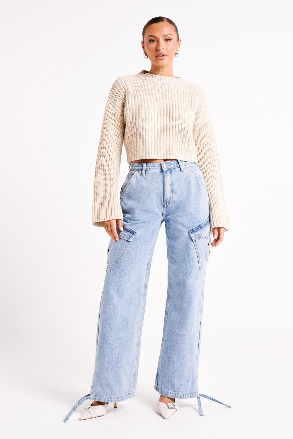 Didi Cropped Knit Jumper - Cream