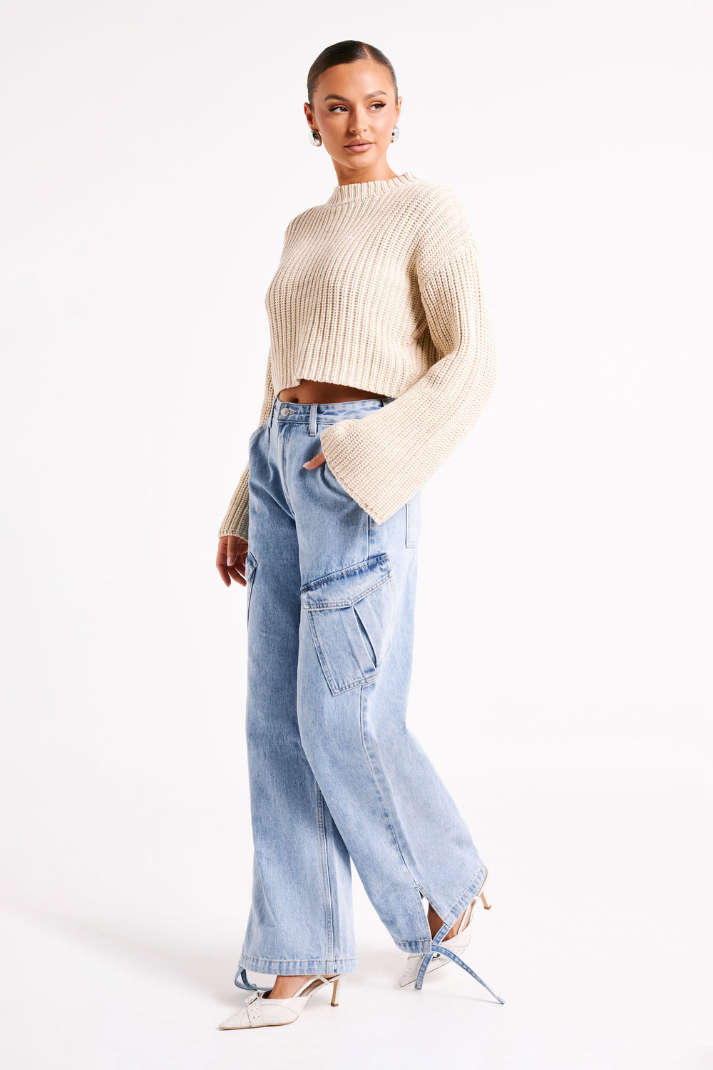 Didi Cropped Knit Jumper - Cream