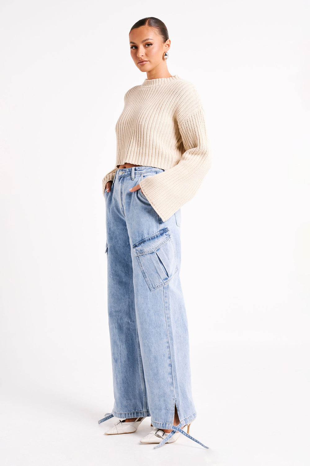 Didi Cropped Knit Jumper - Cream