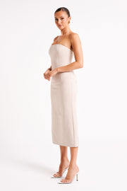 Sable Textured Midi Dress - Natural