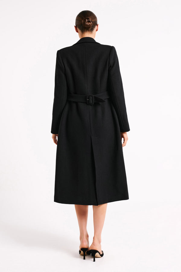 Adelaide Cinched Wool Coat - Black