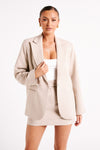 Drew Oversized Textured Blazer - Charcoal