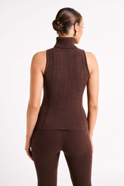 Angelina Ribbed Turtleneck - Chocolate