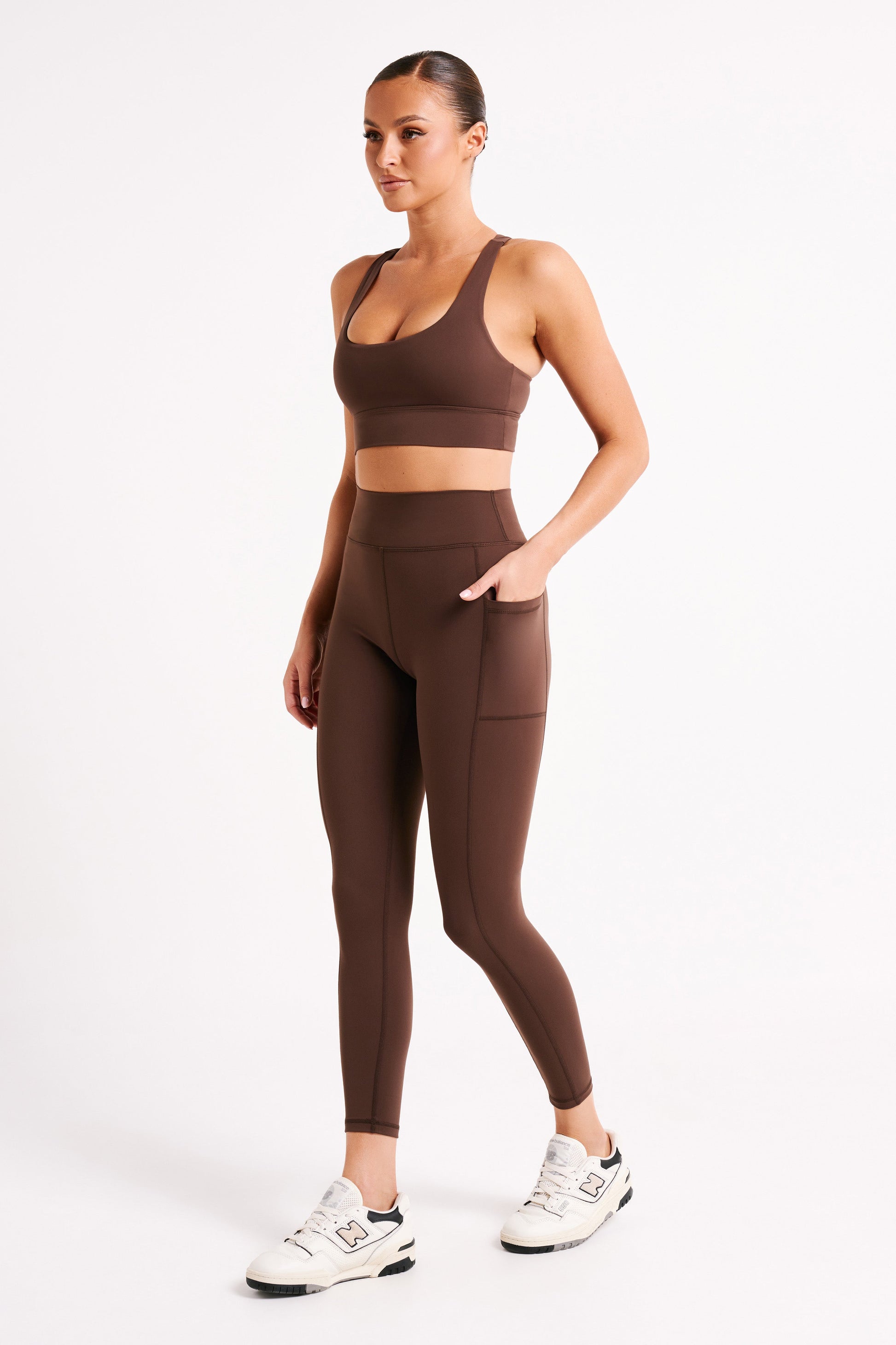 Briar V Back Leggings With Pockets - Dark Chocolate #10