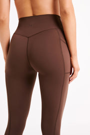 Briar V Back Leggings With Pockets - Dark Chocolate