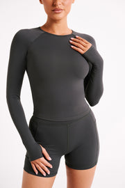 Venus Long Sleeve Top - Charcoal