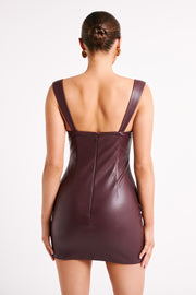 Cara Faux Leather Mini Dress - Plum