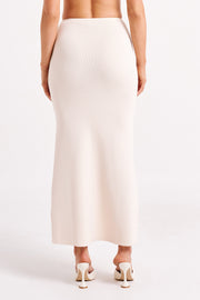 Avani Mid Rise Knit Maxi Skirt - Ivory