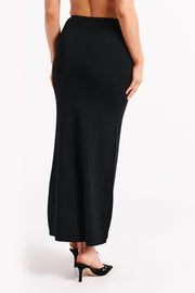 Avani Mid Rise Knit Maxi Skirt - Black