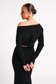 Avani Oversized One Shoulder Jumper - Black