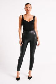 Philippa Faux Leather Skinny Pant - Black