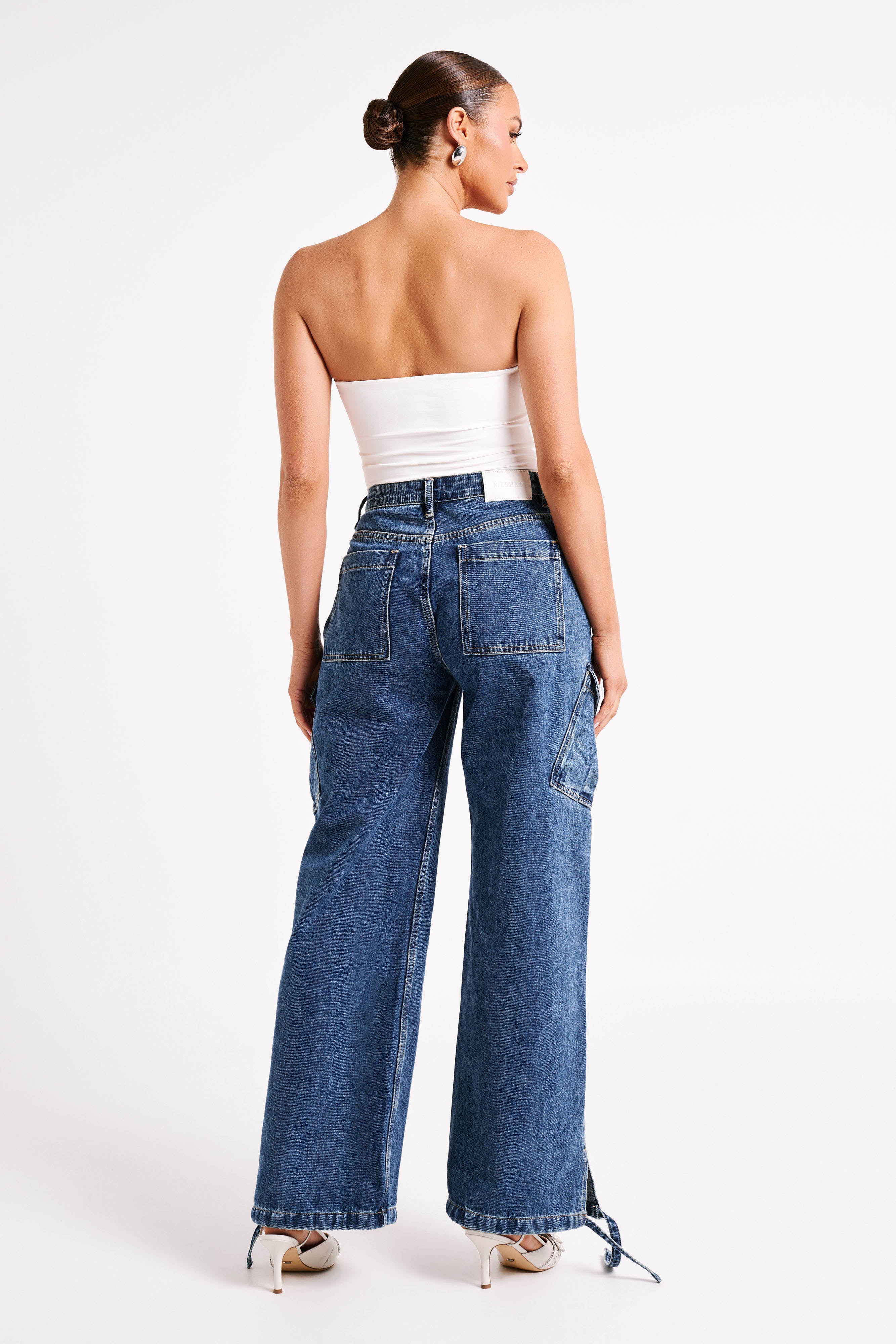 Thelma Relaxed Denim Cargo Pants Dark Blue MESHKI