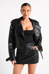 Taylor Oversized Faux Leather Jacket - Black