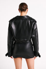 Taylor Oversized Faux Leather Jacket - Black