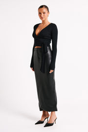Lottie Faux Leather Maxi Skirt - Black