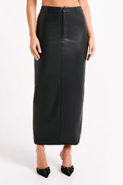 Lottie Faux Leather Maxi Skirt - Black