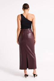 Lottie Faux Leather Maxi Skirt - Plum