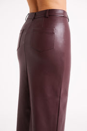 Lottie Faux Leather Maxi Skirt - Dark Chocolate
