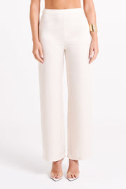 Elisa Satin Straight Leg Pant - Sand