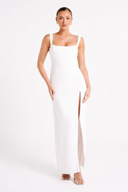 Verana Backless Satin Maxi Dress - White