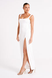 Verana Backless Satin Maxi Dress - White