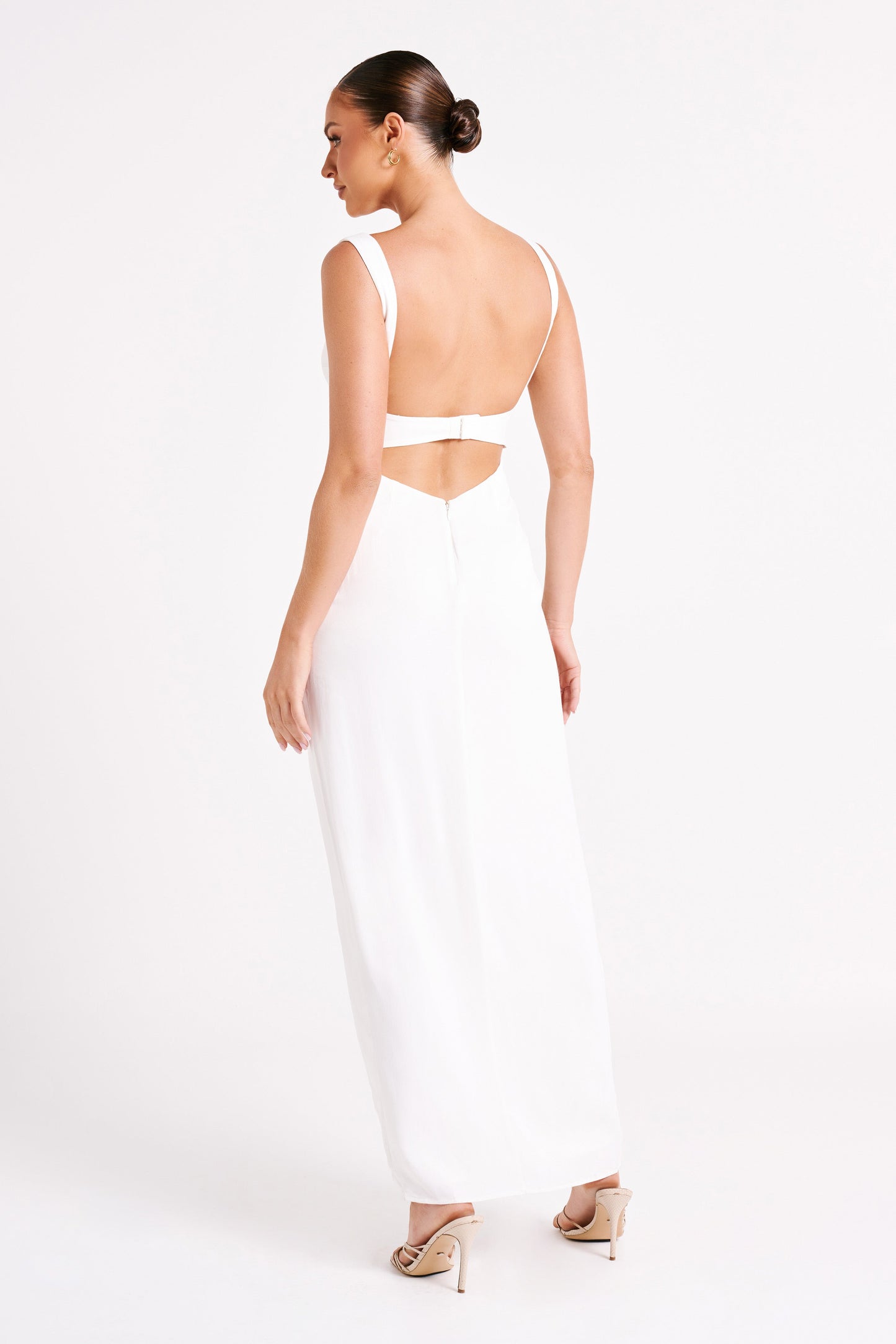 Verana Backless Satin Maxi Dress - White